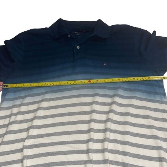 Tommy Hilfiger Navy Ombré Striped Polo - Size Large‎ - Picture 6 of 8